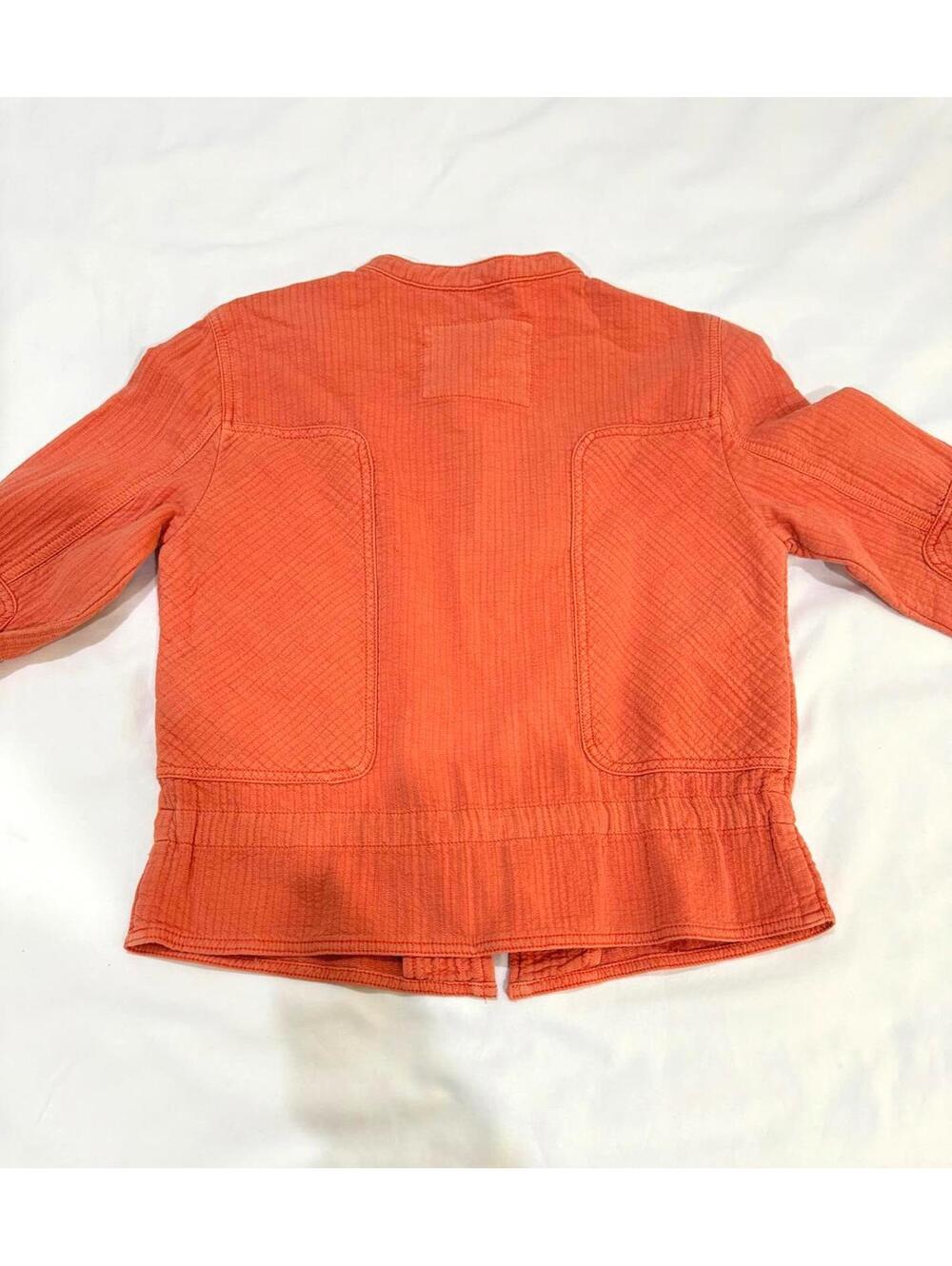 Anthropologie Coral Orange Joyce Quilted Textured Moto Full Zip Jacket- Size XS - Picture 2 of 9